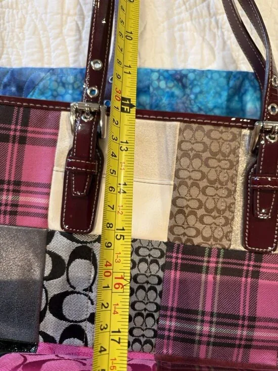 Vtg COACH Purse Legacy Rare Leather Limited Edition Patchwork Suede Tote 1437 - Picture 14 of 16